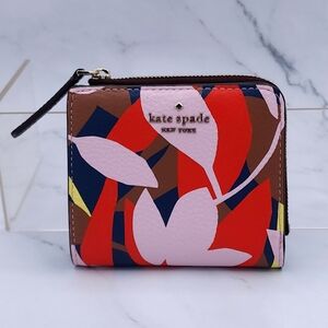 Kate Spade - Bifold Tropical Leather Wallet - Pink Multicolor
